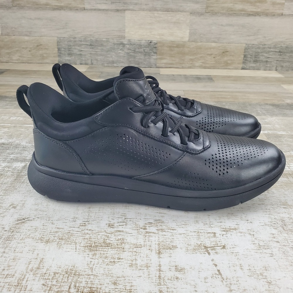 Florsheim Fleet Perf Toe Mens Shoes Sz 10.5 M Black Leather Elastic Lace Sneaker
